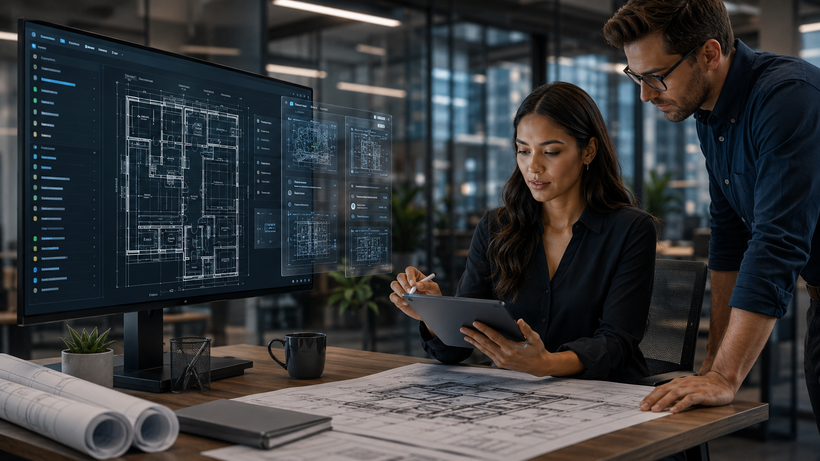 Project team coordinating drawings and document-control records